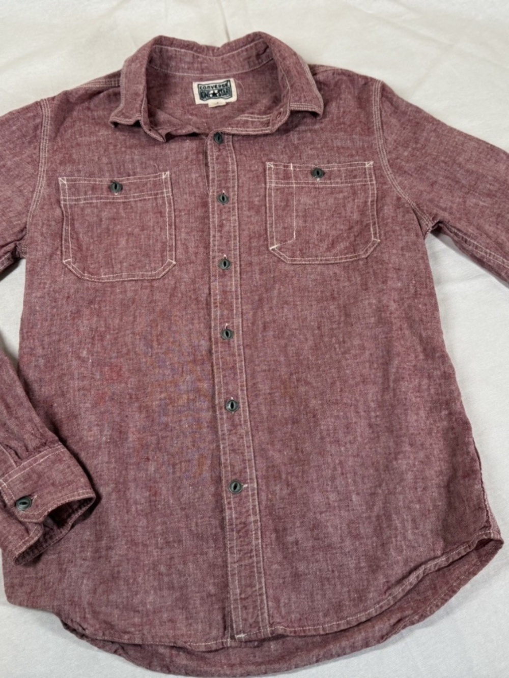 Converse Men's Button Up Long Sleeve Shirt Size Small - Red